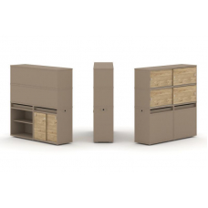 Estetica Набор №14. Тумба двойная+высокая надставка ES.NB.2V-14 Латте/Тиквуд Светлый 1500*410*1520