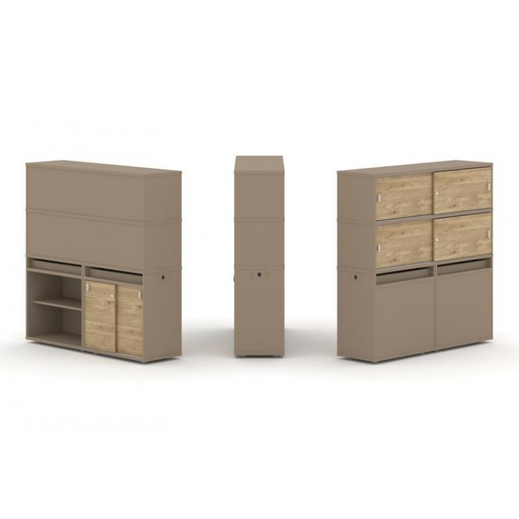 Estetica Набор №14. Тумба двойная+высокая надставка ES.NB.2V-14 Латте/Тиквуд Светлый 1500*410*1520