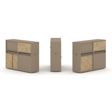 Estetica Набор №21. Тумба двойная+низкая надставка ES.NB.2N-21 Латте/Тиквуд Светлый 1500*410*1135