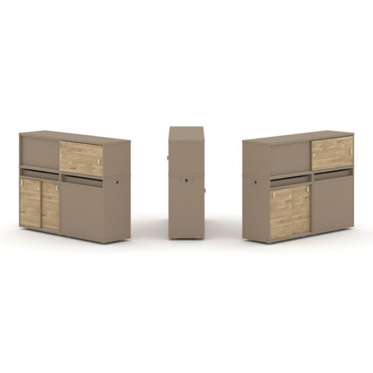 Estetica Набор №21. Тумба двойная+низкая надставка ES.NB.2N-21 Латте/Тиквуд Светлый 1500*410*1135