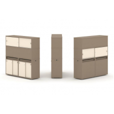 Estetica Набор №9. Тумба двойная+высокая надставка ES.NB.2V-9 Латте/Сатин 1500*410*1520