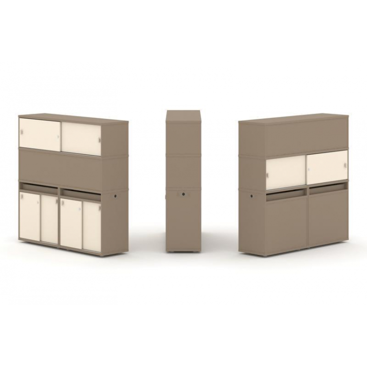 Estetica Набор №9. Тумба двойная+высокая надставка ES.NB.2V-9 Латте/Сатин 1500*410*1520