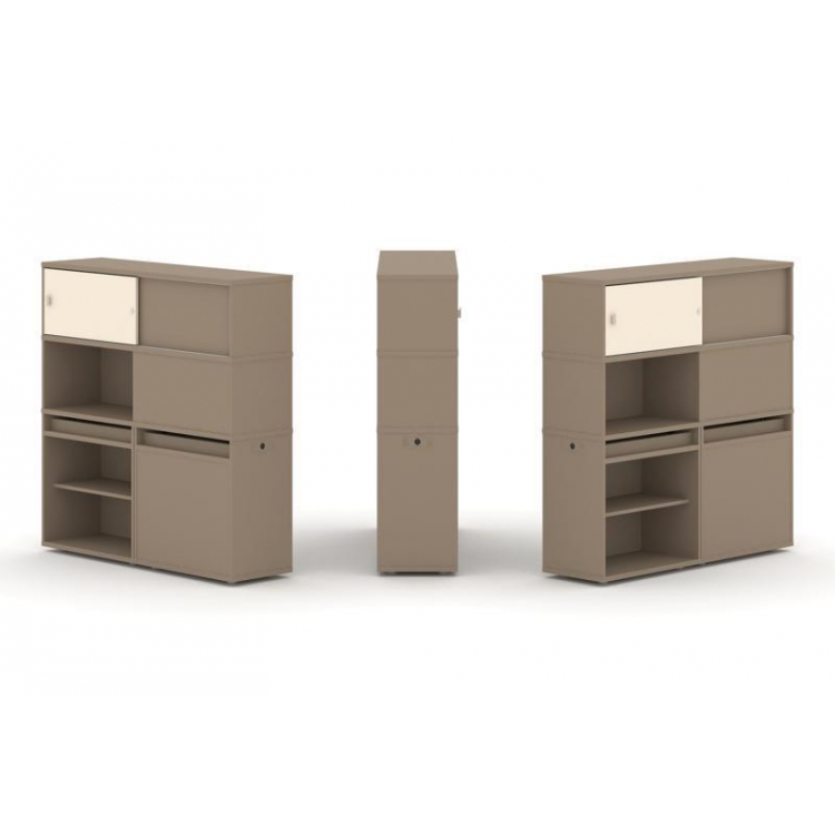 Estetica Набор №29. Тумба двойная+высокая надставка ES.NB.2V-29 Латте/Сатин 1500*410*1520