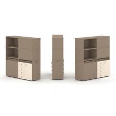 Estetica Набор №19. Тумба двойная+высокая надставка ES.NB.2V-19 Латте/Сатин 1500*410*1520