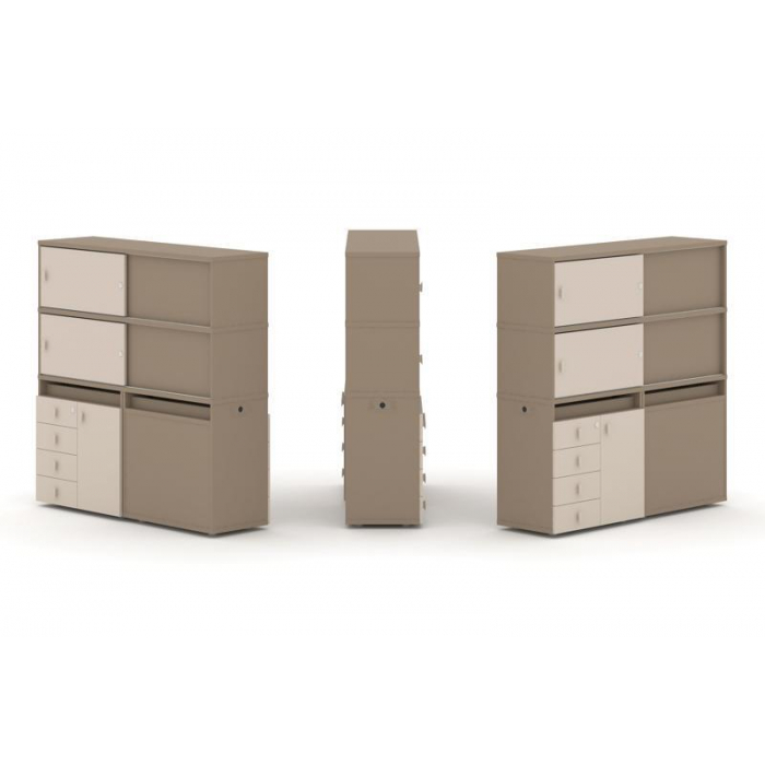 Estetica Набор №25. Тумба двойная+высокая надставка ES.NB.2V-25 Латте/Капучино 1500*410*1520