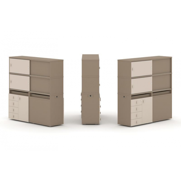 Estetica Набор №25. Тумба двойная+высокая надставка ES.NB.2V-25 Латте/Капучино 1500*410*1520