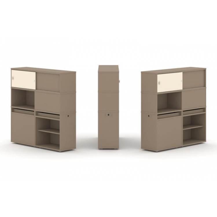 Estetica Набор №29. Тумба двойная+высокая надставка ES.NB.2V-29 Латте/Сатин 1500*410*1520