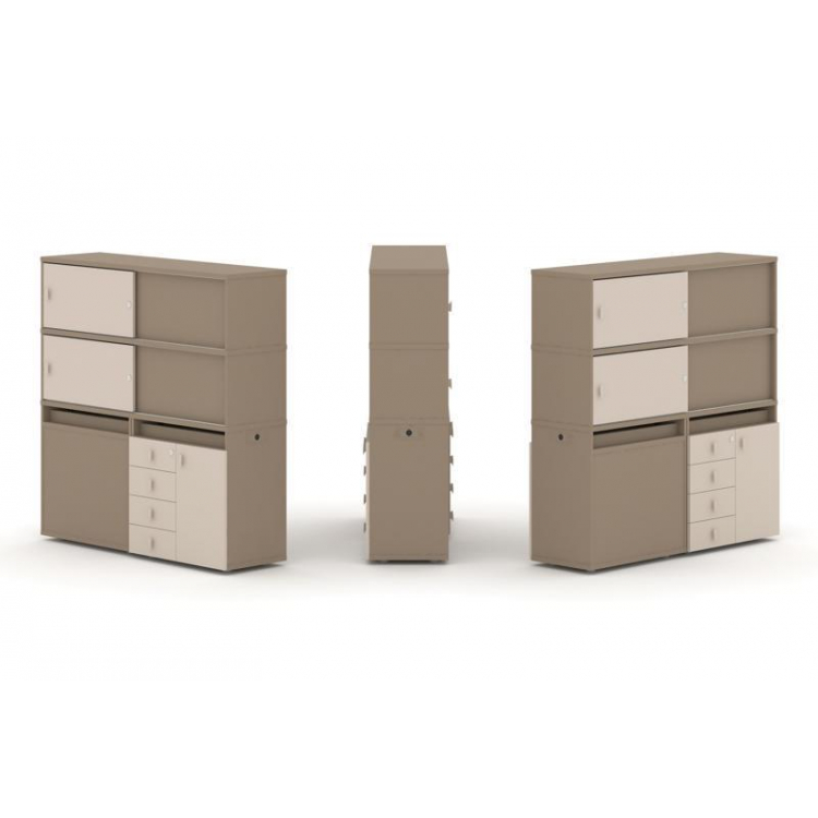 Estetica Набор №25. Тумба двойная+высокая надставка ES.NB.2V-25 Латте/Капучино 1500*410*1520