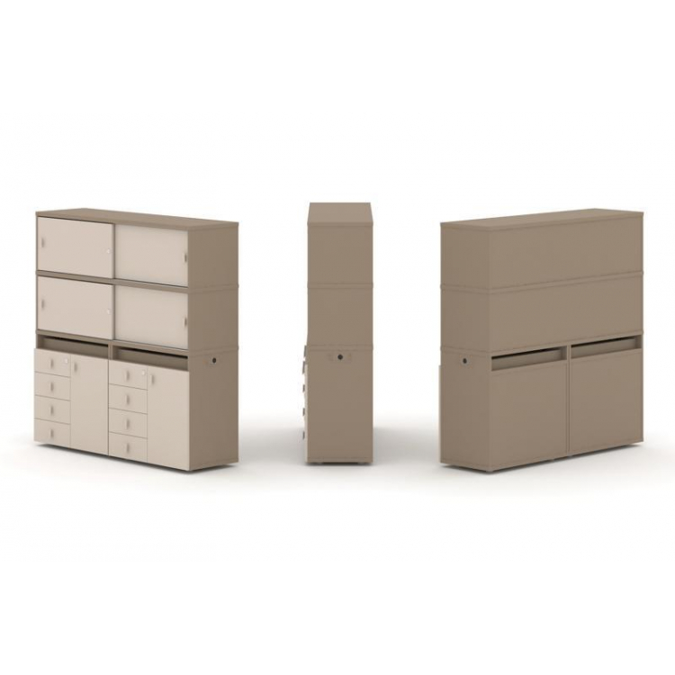 Estetica Набор №5. Тумба двойная+высокая надставка ES.NB.2V-5 Латте/Капучино 1500*410*1520