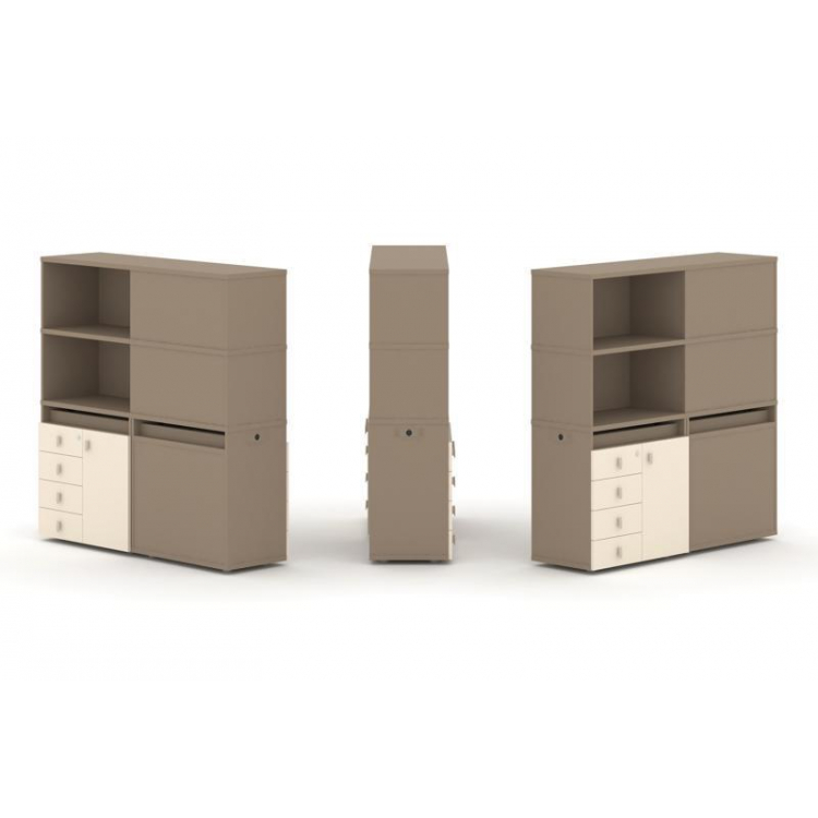 Estetica Набор №19. Тумба двойная+высокая надставка ES.NB.2V-19 Латте/Сатин 1500*410*1520