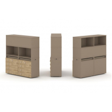 Estetica Набор №4. Тумба двойная+высокая надставка ES.NB.2V-4 Латте/Тиквуд Светлый 1500*410*1520