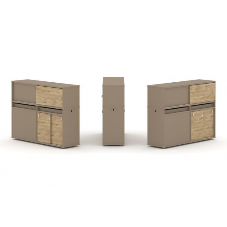 Estetica Набор №21. Тумба двойная+низкая надставка ES.NB.2N-21 Латте/Тиквуд Светлый 1500*410*1135