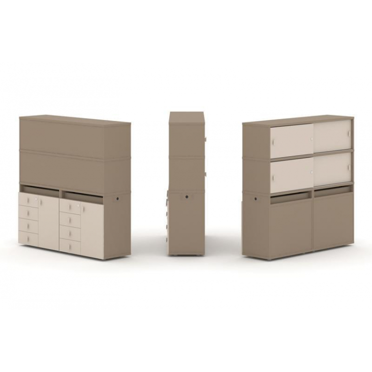 Estetica Набор №5. Тумба двойная+высокая надставка ES.NB.2V-5 Латте/Капучино 1500*410*1520