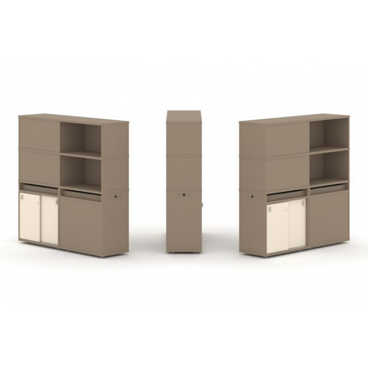 Estetica Набор №20. Тумба двойная+высокая надставка ES.NB.2V-20 Латте/Сатин 1500*410*1520