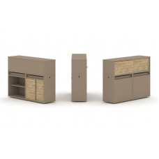 Estetica Набор №10. Тумба двойная+низкая надставка ES.NB.2N-10 Латте/Тиквуд Светлый 1500*410*1135