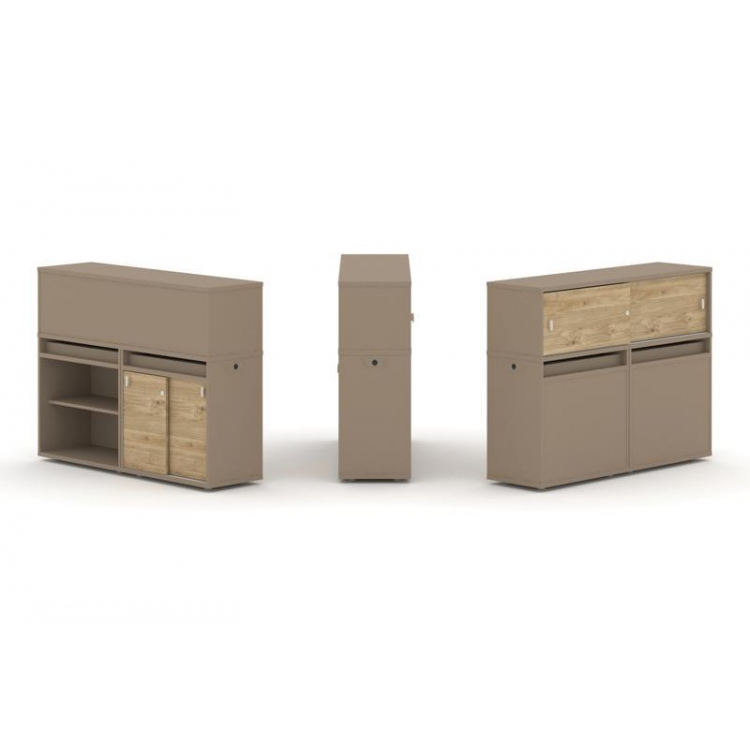 Estetica Набор №10. Тумба двойная+низкая надставка ES.NB.2N-10 Латте/Тиквуд Светлый 1500*410*1135