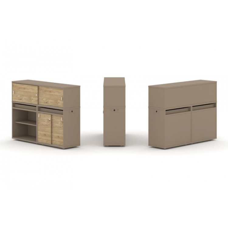 Estetica Набор №10. Тумба двойная+низкая надставка ES.NB.2N-10 Латте/Тиквуд Светлый 1500*410*1135