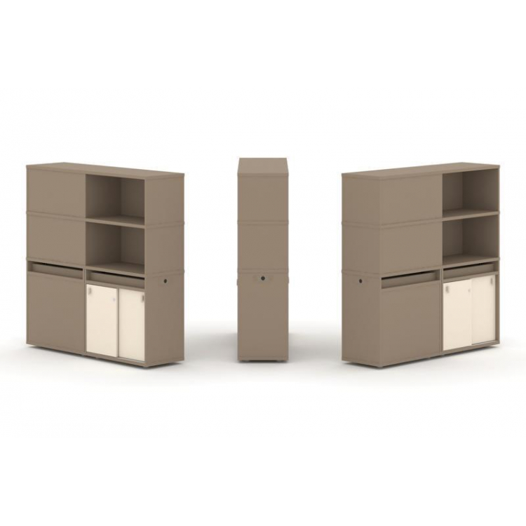 Estetica Набор №20. Тумба двойная+высокая надставка ES.NB.2V-20 Латте/Сатин 1500*410*1520