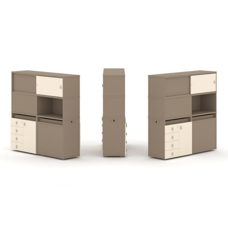 Estetica Набор №30. Тумба двойная+высокая надставка ES.NB.2V-30 Латте/Сатин 1500*410*1520