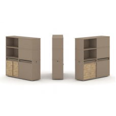 Estetica Набор №21. Тумба двойная+высокая надставка ES.NB.2V-21 Латте/Тиквуд Светлый 1500*410*1520