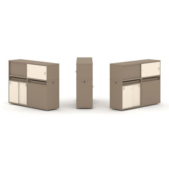 Estetica Набор №21. Тумба двойная+низкая надставка ES.NB.2N-21 Латте/Сатин 1500*410*1135