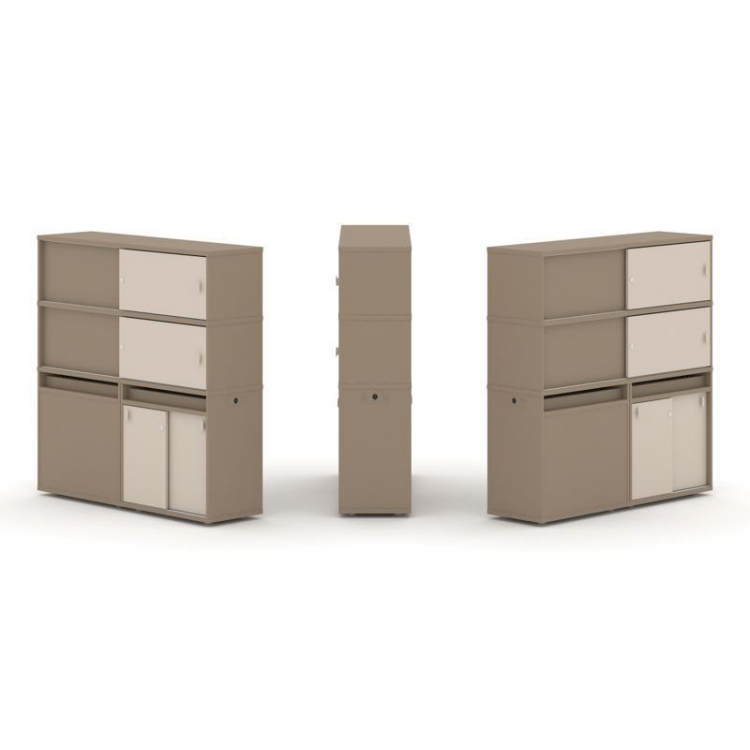 Estetica Набор №26. Тумба двойная+высокая надставка ES.NB.2V-26 Латте/Капучино 1500*410*1520