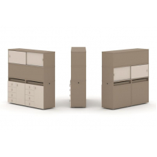 Estetica Набор №6. Тумба двойная+высокая надставка ES.NB.2V-6 Латте/Капучино 1500*410*1520