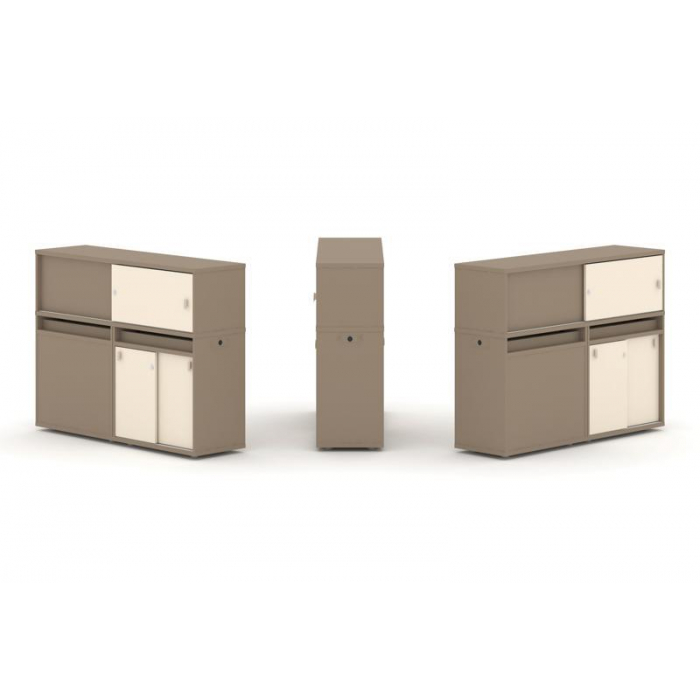 Estetica Набор №21. Тумба двойная+низкая надставка ES.NB.2N-21 Латте/Сатин 1500*410*1135