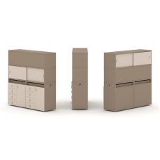 Estetica Набор №6. Тумба двойная+высокая надставка ES.NB.2V-6 Латте/Капучино 1500*410*1520