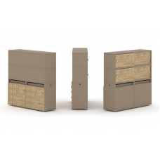 Estetica Набор №5. Тумба двойная+высокая надставка ES.NB.2V-5 Латте/Тиквуд Светлый 1500*410*1520