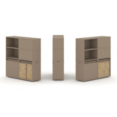 Estetica Набор №21. Тумба двойная+высокая надставка ES.NB.2V-21 Латте/Тиквуд Светлый 1500*410*1520