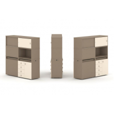 Estetica Набор №30. Тумба двойная+высокая надставка ES.NB.2V-30 Латте/Сатин 1500*410*1520