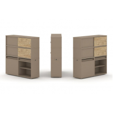 Estetica Набор №22. Тумба двойная+высокая надставка ES.NB.2V-22 Латте/Тиквуд Светлый 1500*410*1520