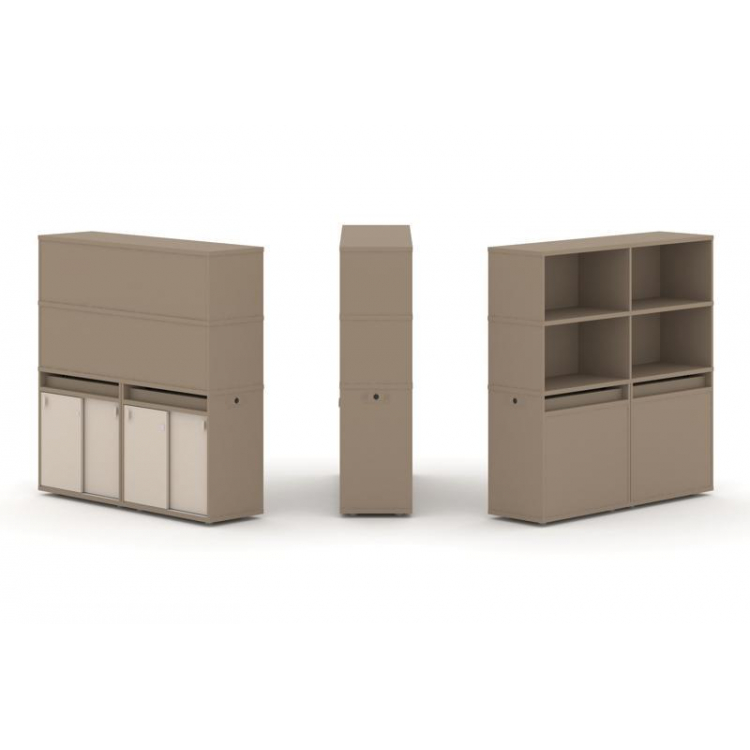 Estetica Набор №7. Тумба двойная+высокая надставка ES.NB.2V-7 Латте/Капучино 1500*410*1520