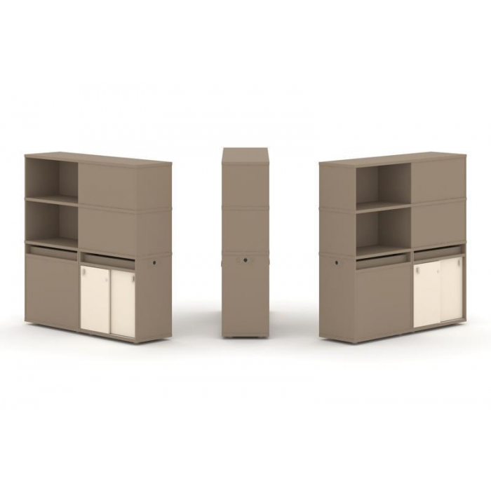 Estetica Набор №21. Тумба двойная+высокая надставка ES.NB.2V-21 Латте/Сатин 1500*410*1520