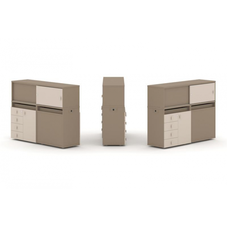 Estetica Набор №17. Тумба двойная+низкая надставка ES.NB.2N-17 Латте/Капучино 1500*410*1135