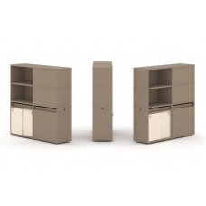 Estetica Набор №21. Тумба двойная+высокая надставка ES.NB.2V-21 Латте/Сатин 1500*410*1520