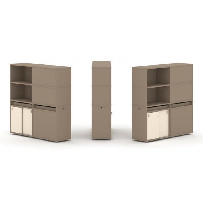 Estetica Набор №21. Тумба двойная+высокая надставка ES.NB.2V-21 Латте/Сатин 1500*410*1520