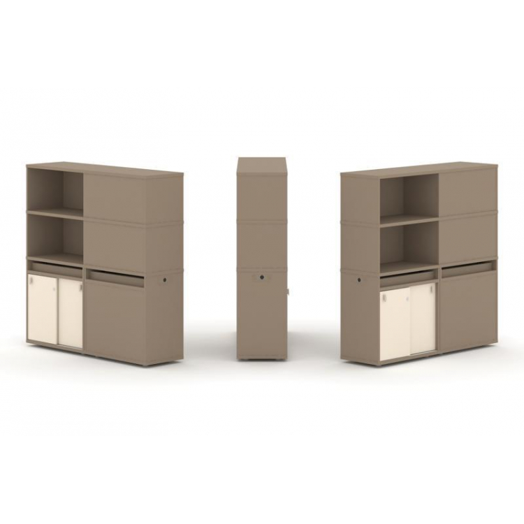 Estetica Набор №21. Тумба двойная+высокая надставка ES.NB.2V-21 Латте/Сатин 1500*410*1520