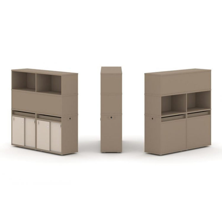 Estetica Набор №7. Тумба двойная+высокая надставка ES.NB.2V-7 Латте/Капучино 1500*410*1520