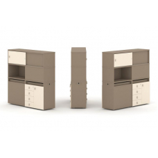 Estetica Набор №31. Тумба двойная+высокая надставка ES.NB.2V-31 Латте/Сатин 1500*410*1520