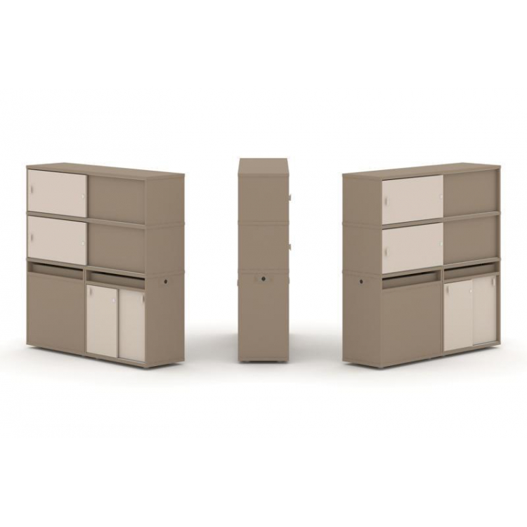 Estetica Набор №27. Тумба двойная+высокая надставка ES.NB.2V-27 Латте/Капучино 1500*410*1520