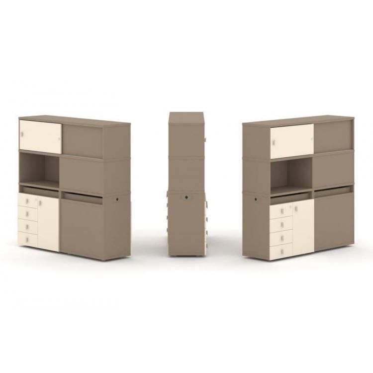 Estetica Набор №31. Тумба двойная+высокая надставка ES.NB.2V-31 Латте/Сатин 1500*410*1520