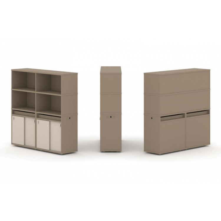 Estetica Набор №7. Тумба двойная+высокая надставка ES.NB.2V-7 Латте/Капучино 1500*410*1520