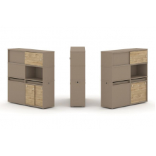 Estetica Набор №32. Тумба двойная+высокая надставка ES.NB.2V-32 Латте/Тиквуд Светлый 1500*410*1520