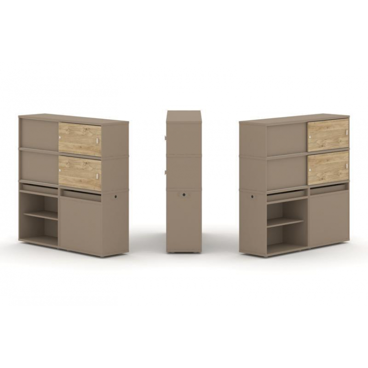 Estetica Набор №22. Тумба двойная+высокая надставка ES.NB.2V-22 Латте/Тиквуд Светлый 1500*410*1520