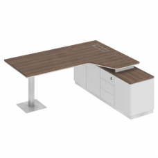 Стол руководителя эргономичный на опорной тумбе правый city СИ 116 ДГ БП БП