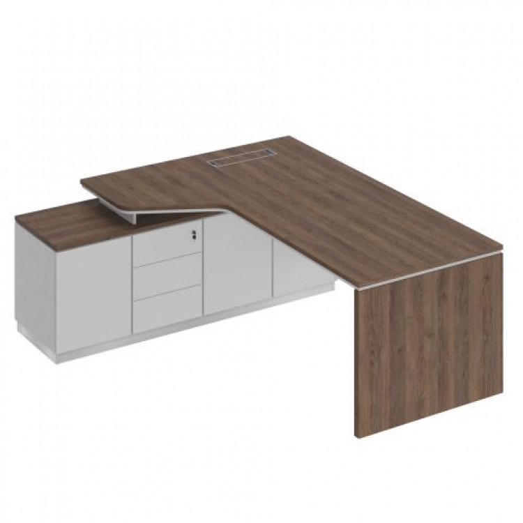 Стол руководителя эргономичный (опора ДСП) на опорной тумбе левый city СИ 119 ДГ БП БП