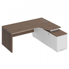 Стол руководителя эргономичный (опора ДСП) на опорной тумбе правый city СИ 118 ДГ БП БП