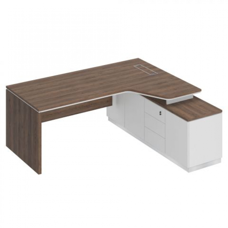 Стол руководителя эргономичный (опора ДСП) на опорной тумбе правый city СИ 118 ДГ БП БП